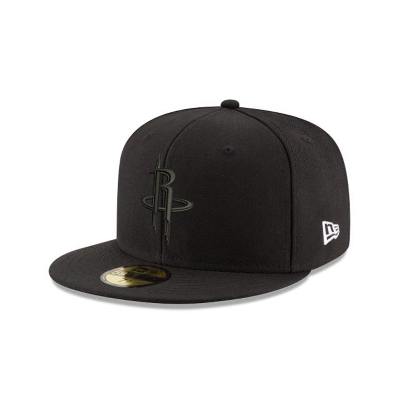 NBA Houston Rockets Black On Black 59Fifty Fitted (KGF6538) - Black New Era Caps